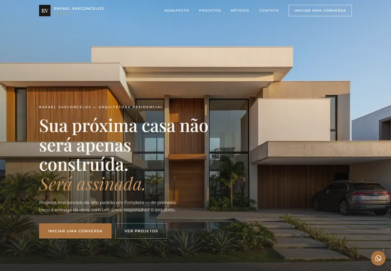 Site de Rafael Vasconcelos, arquitetura residencial