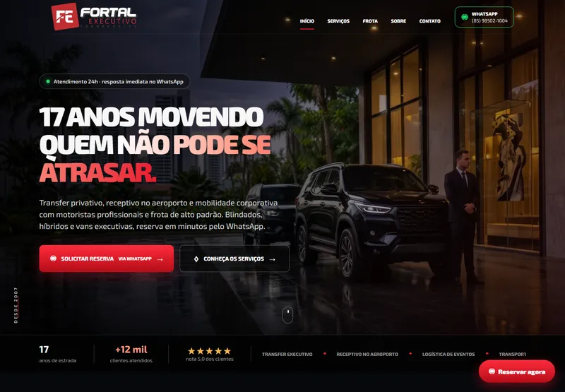 Site da Fortal Executivo, transporte executivo
